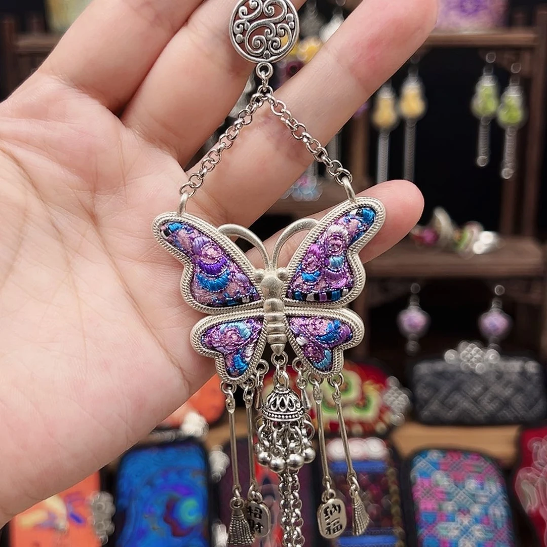 黄铜925银布艺手工刺绣