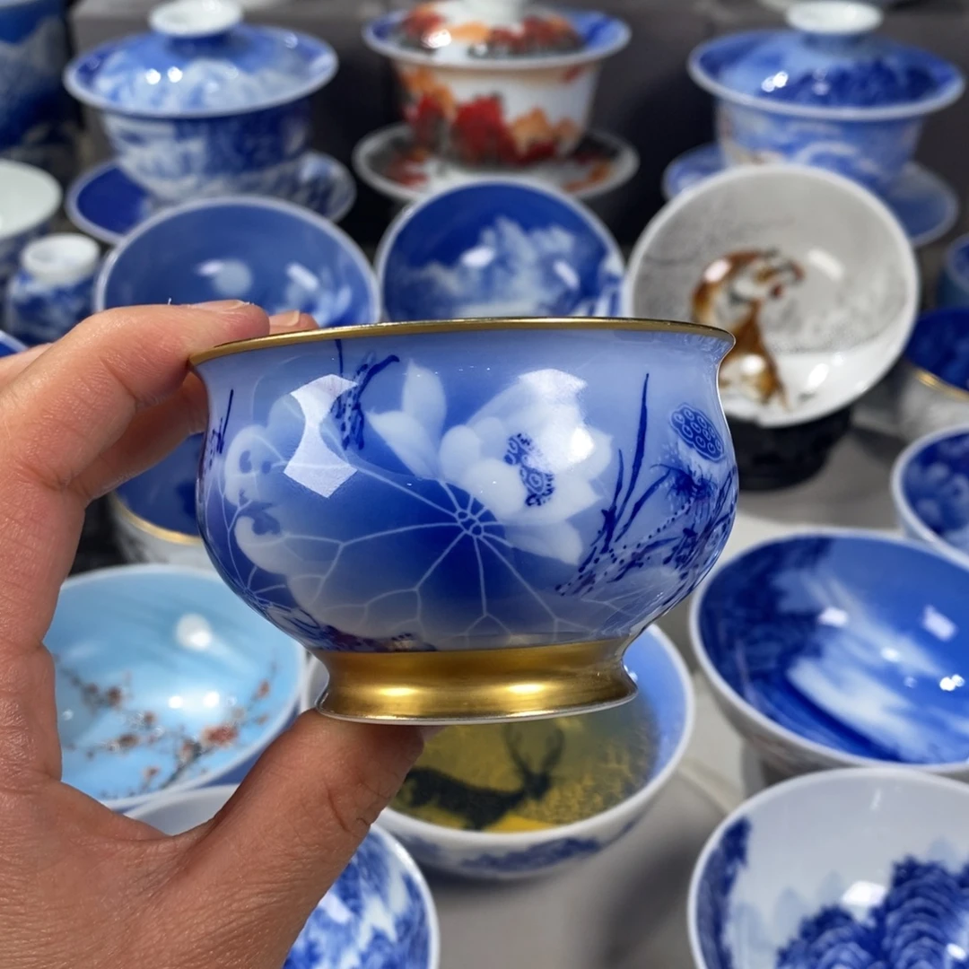 青花荷花主人杯杯