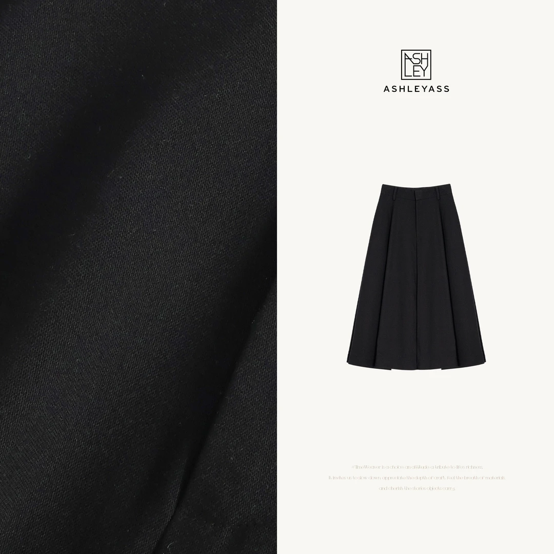 ashleyass“A字大摆裙”简洁腰头设计师百搭长款半身裙LSQ250322C