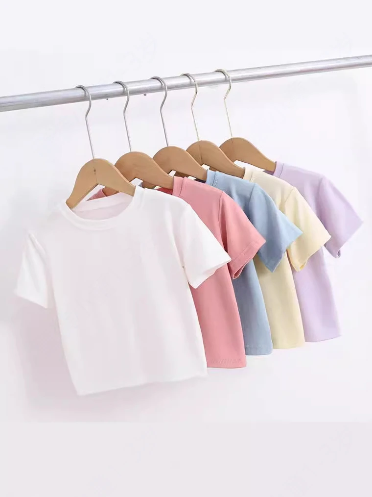 儿童夏季上衣婴儿透气短袖t恤宝宝新款衣服洋气时髦高级感女童装