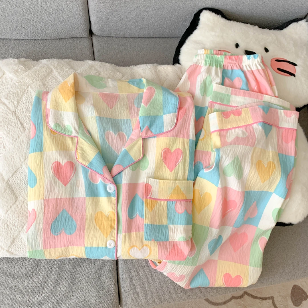 睡衣女春秋季2025年新款长袖长裤甜美卡通可爱宽松休闲家居服套装