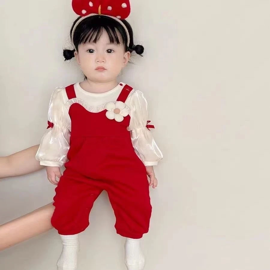 新生婴儿连体衣春秋宝宝爬服周岁满月礼服百天公主哈衣超萌外出服