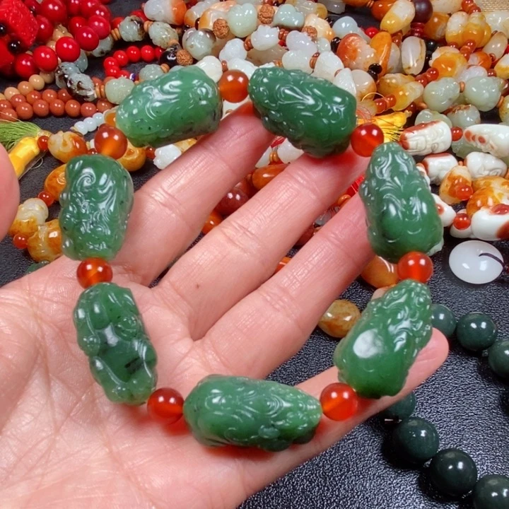 和田玉手链未镶嵌漂**海