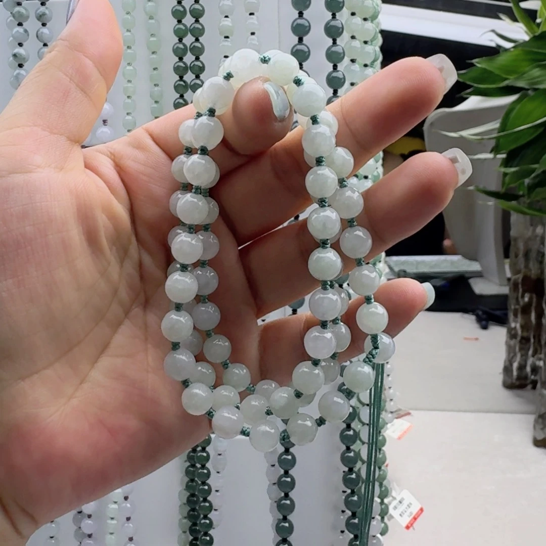 翡翠未镶嵌颈饰珠链7mm
