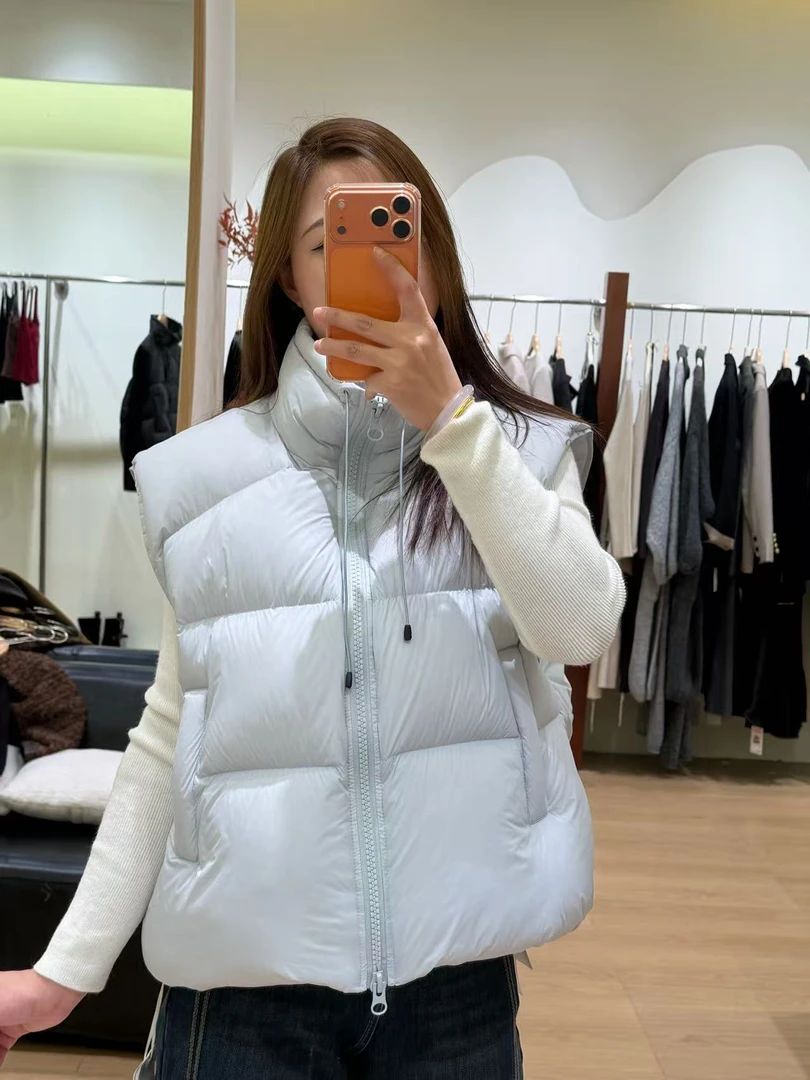 保暖羽绒马甲女冬季2025新款双拉链立领百搭白鸭绒外套