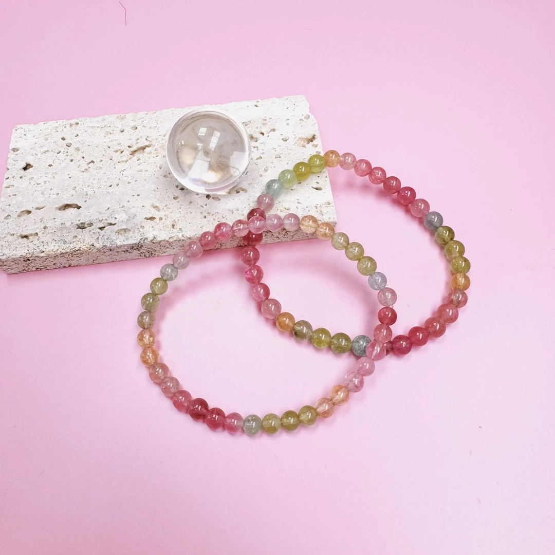 【彩虹碧玺】吉祥好运，平安健康，增进桃花，守护爱情手串，多样性发一