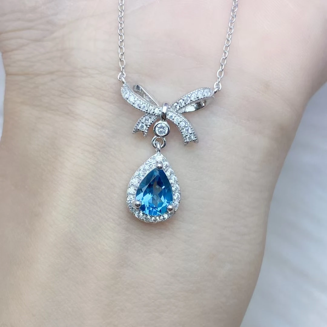 ZY-YGHLL423-托帕石伦敦蓝项链 6*8水