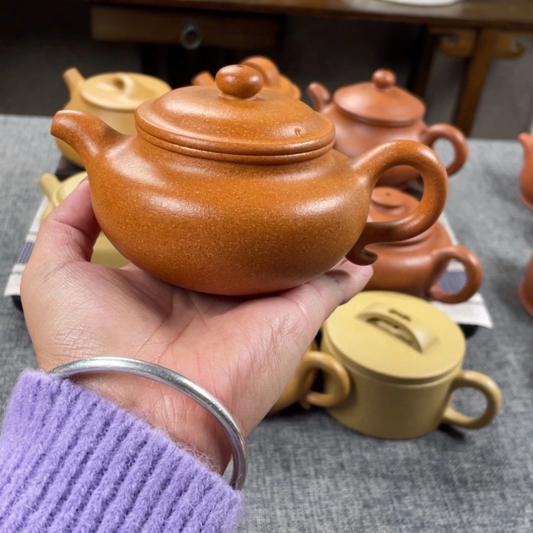 紫砂茶壶老档口黄段仿古全手30目200手工泥