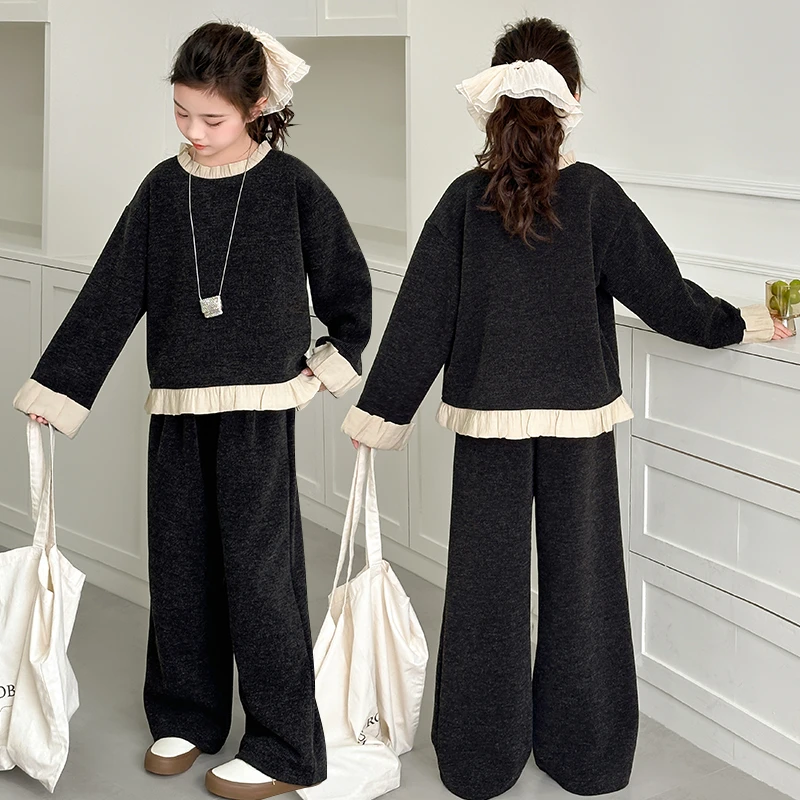 女童套装时髦春装2025新款儿童洋气休闲大童春秋网红宽松两件套潮