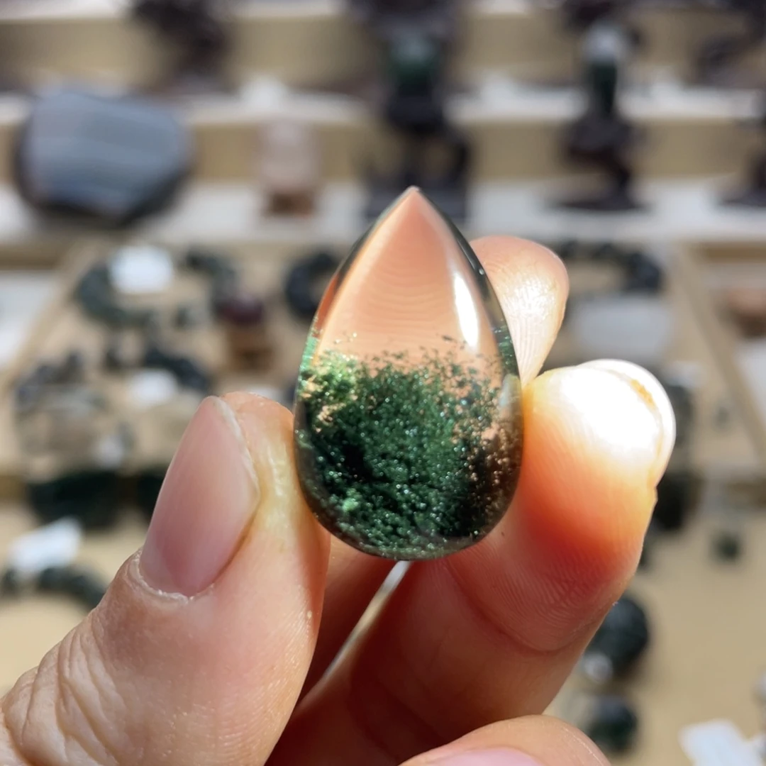 水晶颈饰未镶嵌绿幽灵聚宝盆水滴