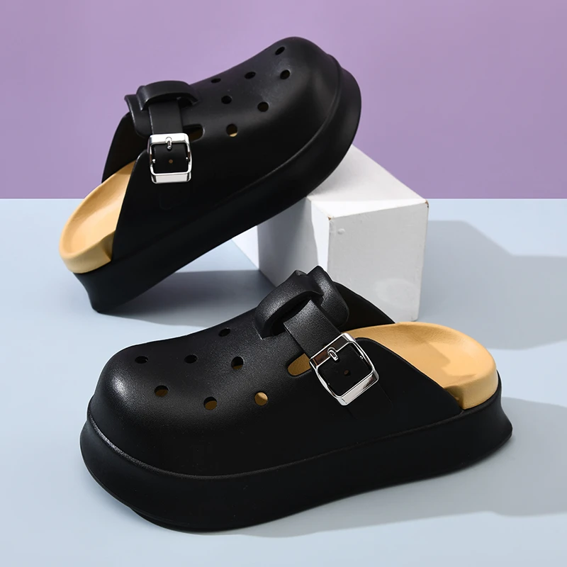 洞洞鞋女夏季外穿2025新款网红爆款两穿踩屎感厚底包头防滑凉拖鞋