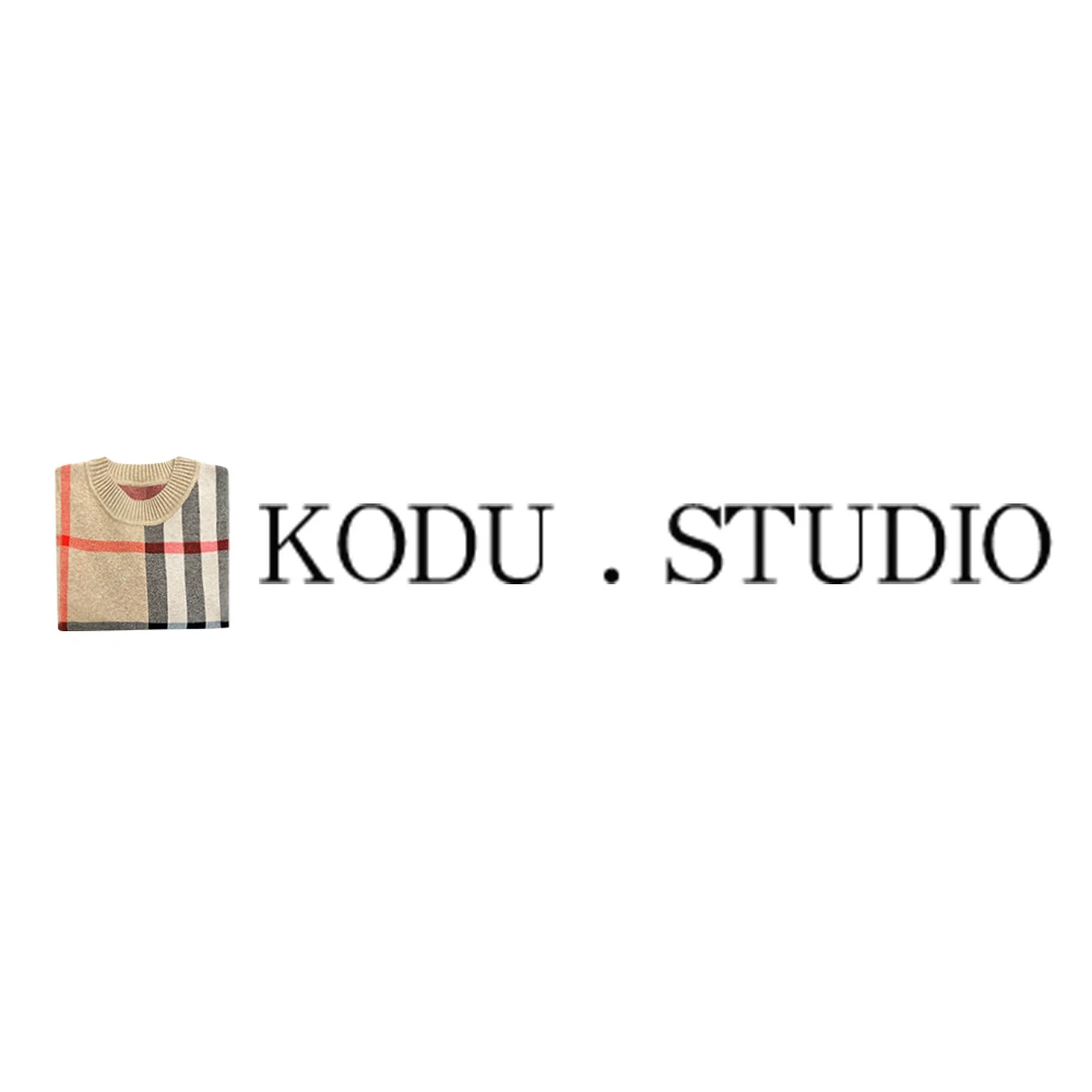 QI【刻度KODU】FD-6005冬季情侣款气质百搭圆领撞色格纹宽松毛衣
