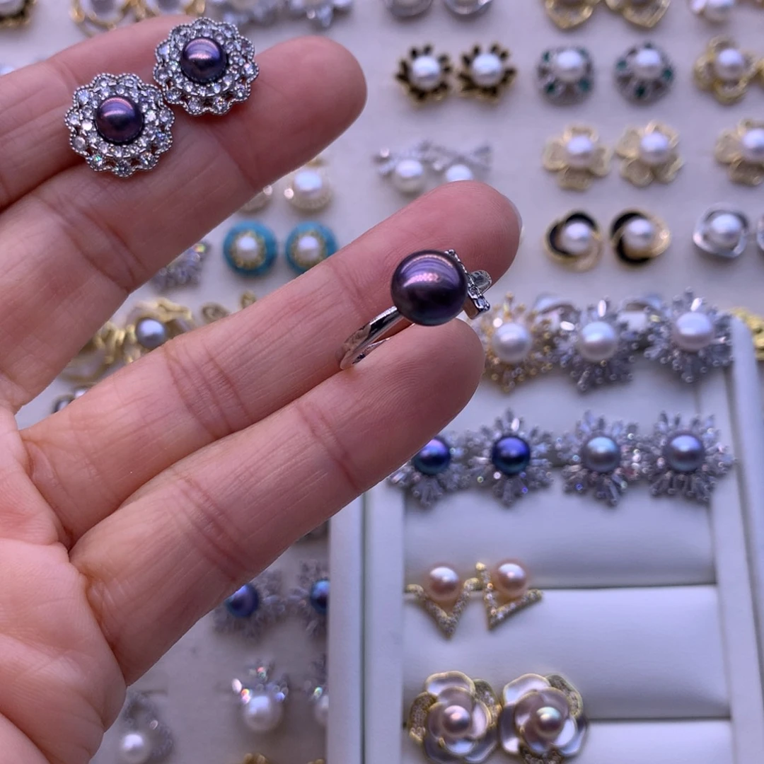 合金淡水珍珠耳饰