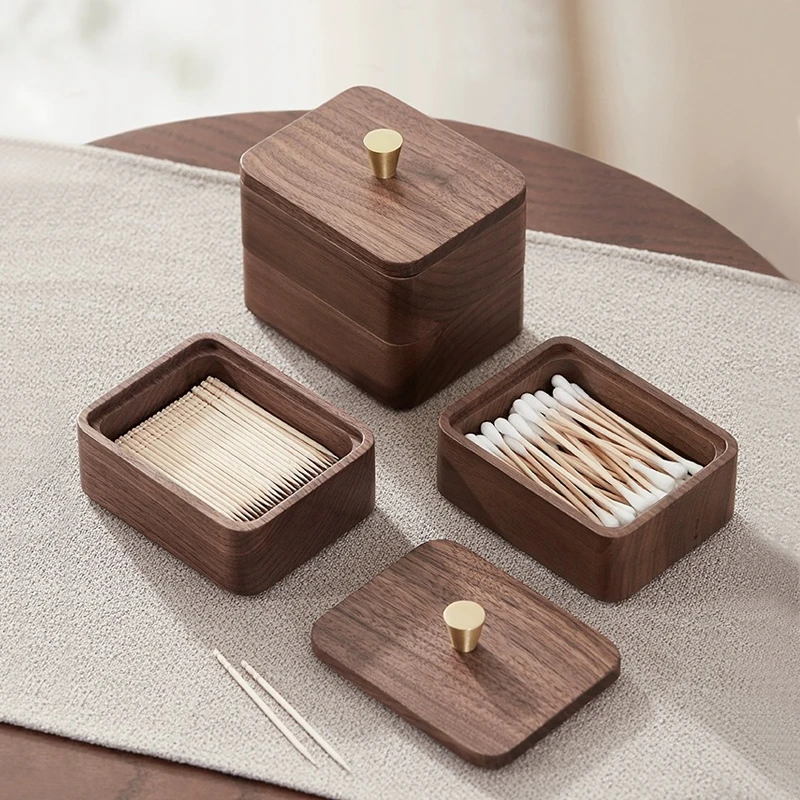 有清堂新中式茶柜黑胡桃实木书房玻璃装饰储物置物收纳棉签牙线盒