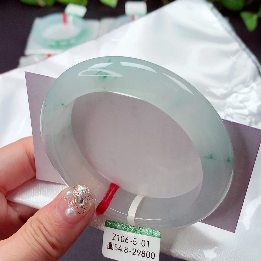 翡翠未镶嵌手镯5455飘小碎花悠然自得39号