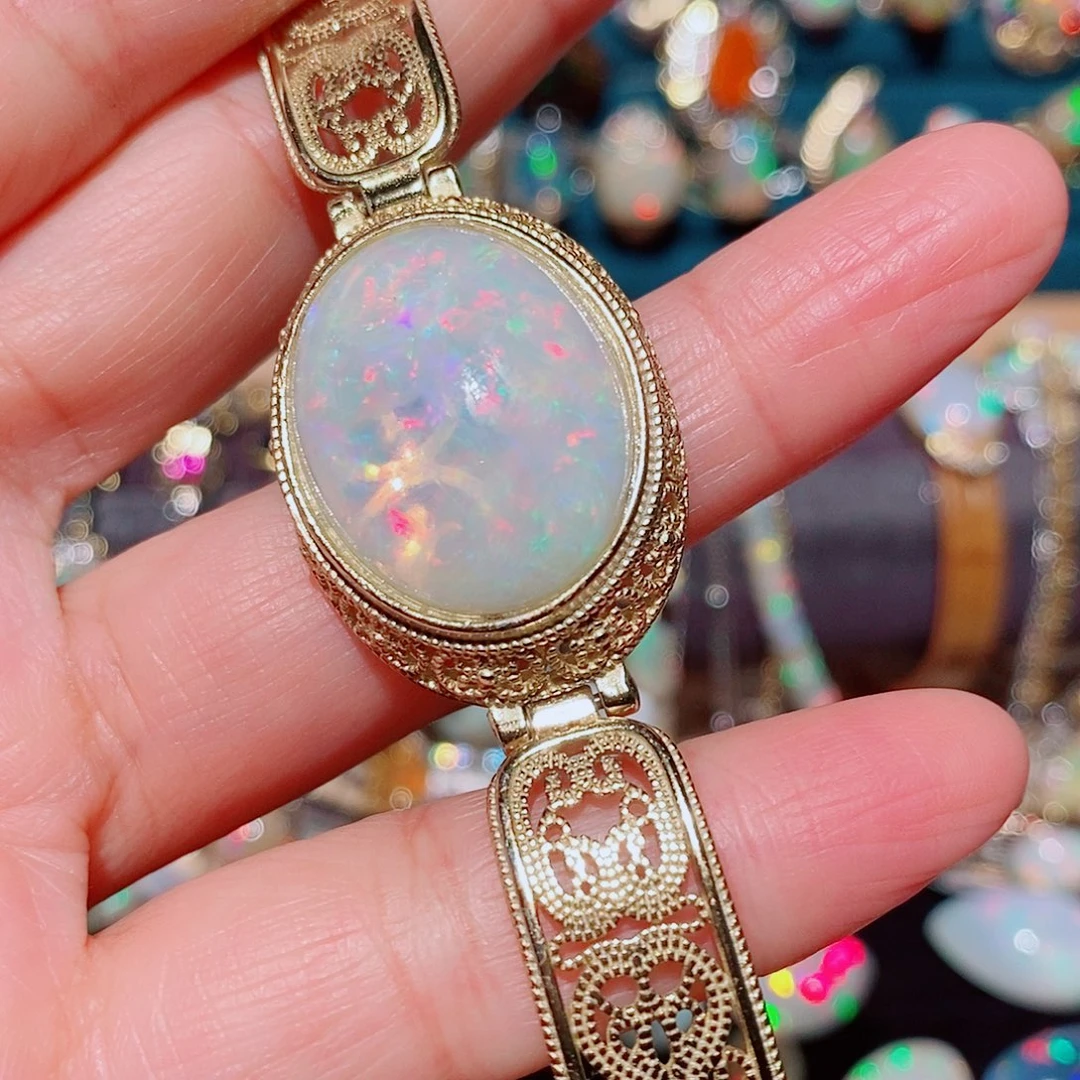 欧泊银S925镶嵌手镯