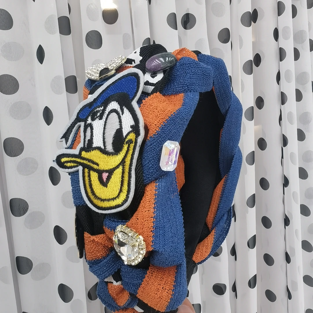 F670蓝橙色唐老鸭宽面发箍