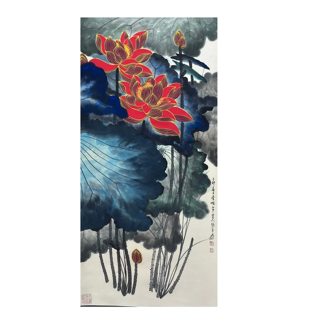 《红荷》带画集W2-2913 - 68 X138cm