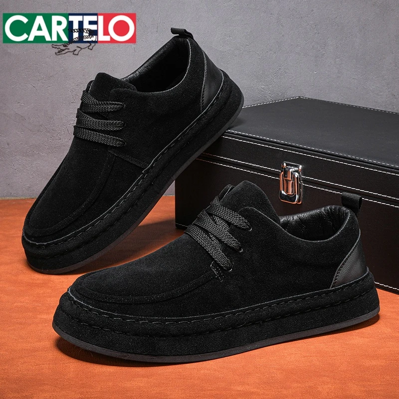 卡帝乐鳄鱼男鞋秋季新款商务休闲舒适圆头时尚百搭软底磨砂皮鞋男