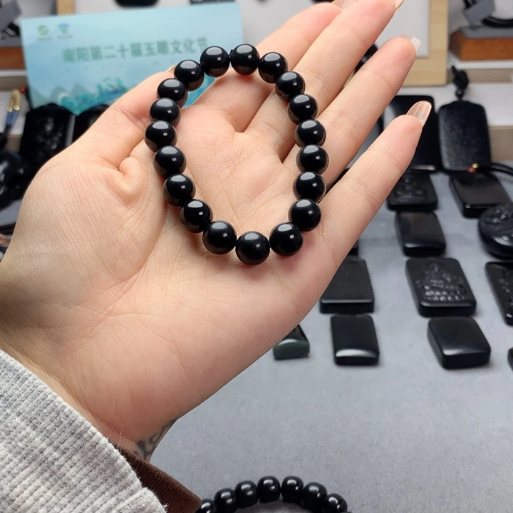 和田玉（墨玉）未镶嵌手串特价10mm