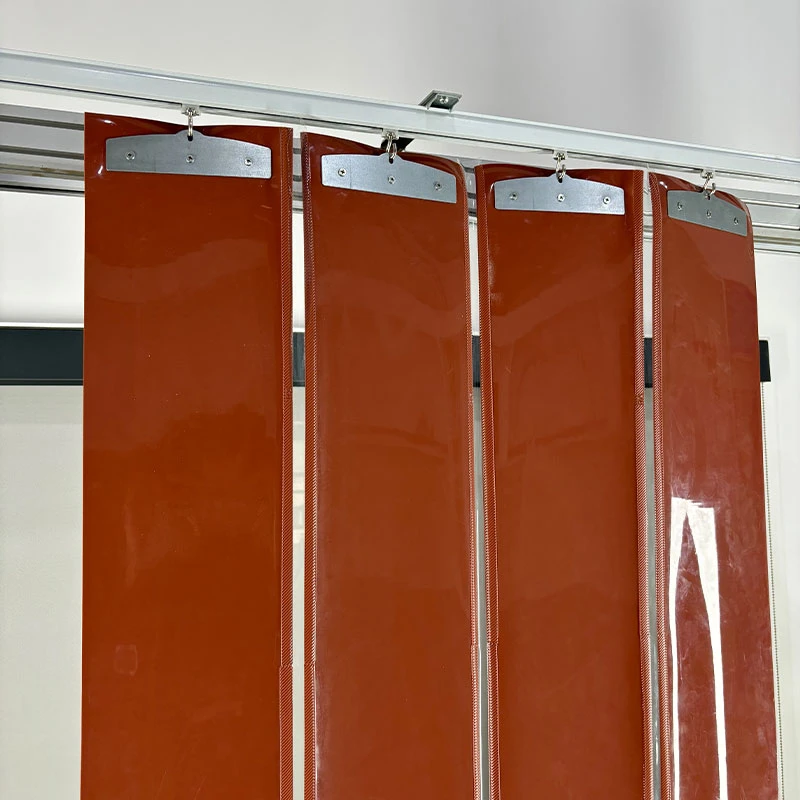 咖色可推拉折叠滑动防火帘防刺眼工厂软门帘子防弧光隔热阻燃PVC