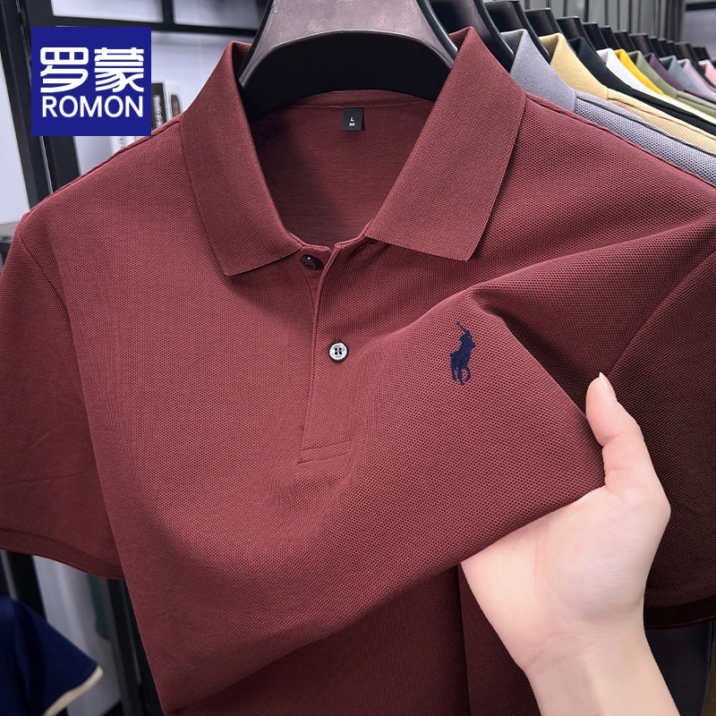 罗蒙夏季纯棉男士休闲POLO衫休闲透气短袖全棉T恤半袖上衣服男款
