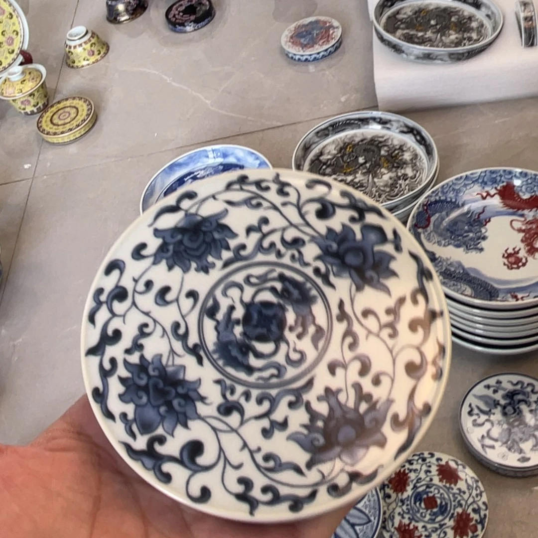 瓷片景德镇青花缠枝莲盖置