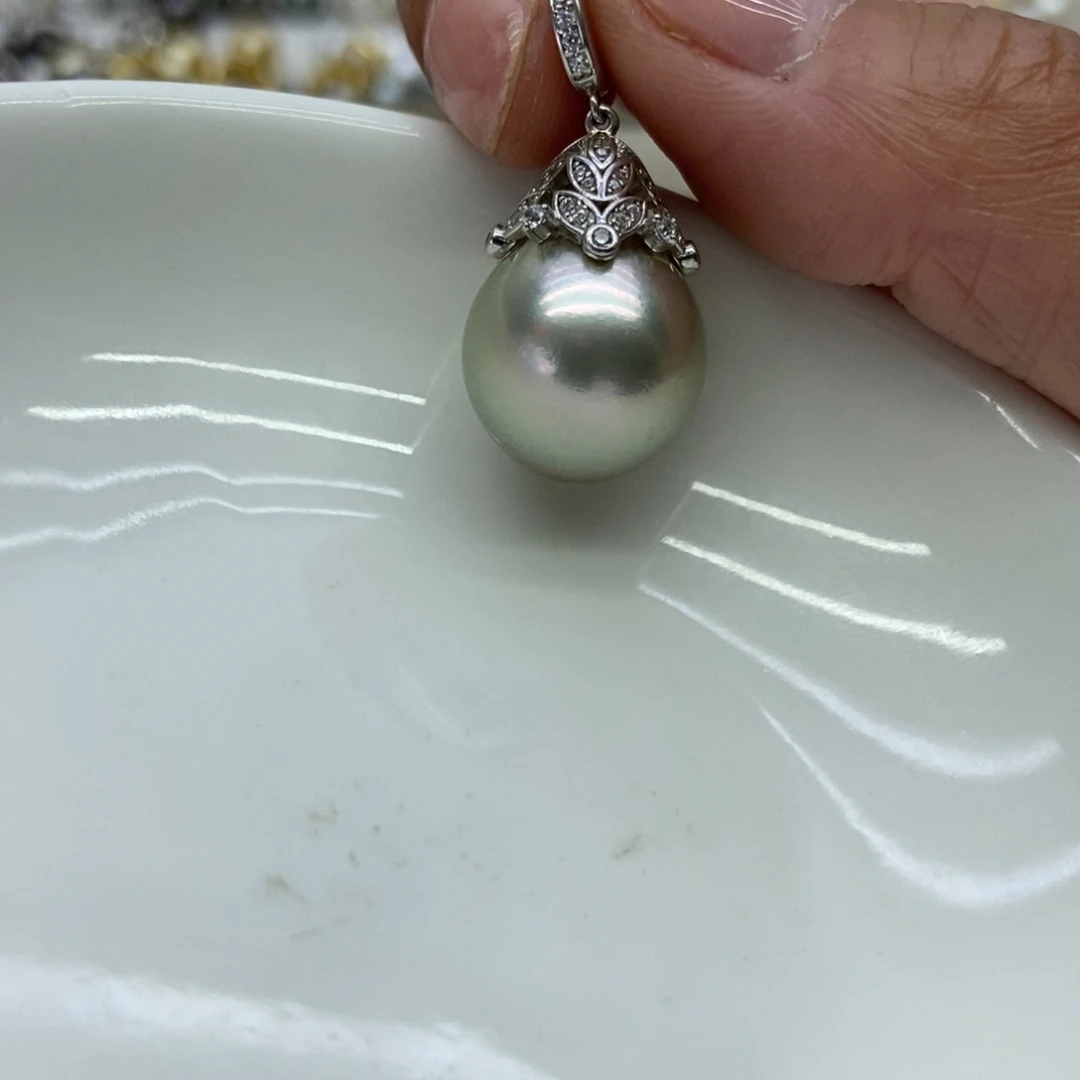 海水珍珠银S925镶嵌吊坠(不含链)