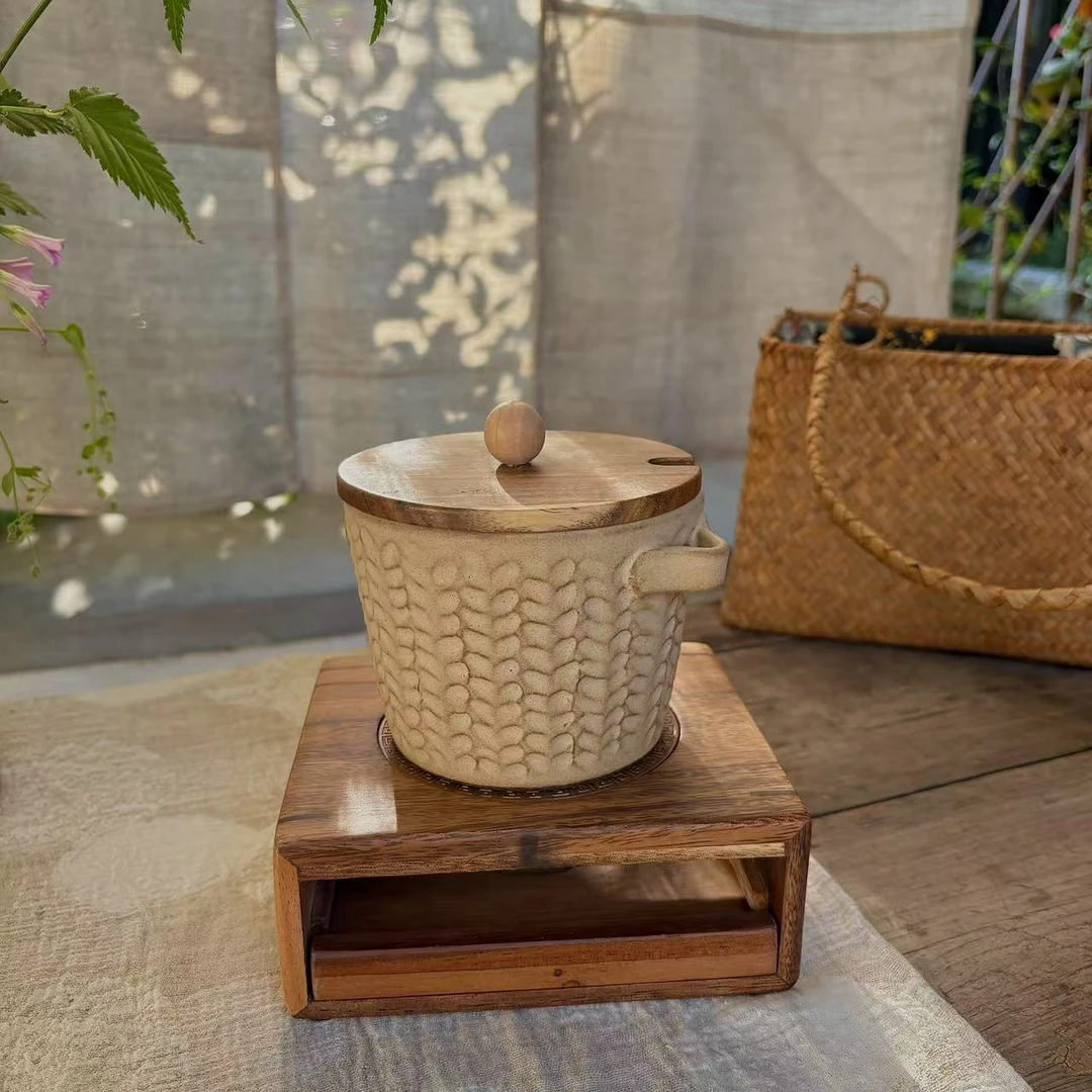 小喜宅 喜麦麦双耳小汤锅(浅)+南美黑胡桃木温茶炉