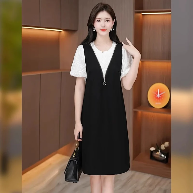 榕珺背带裙女2025超火拉链款遮肉显瘦小个子大方得体穿搭连衣裙夏