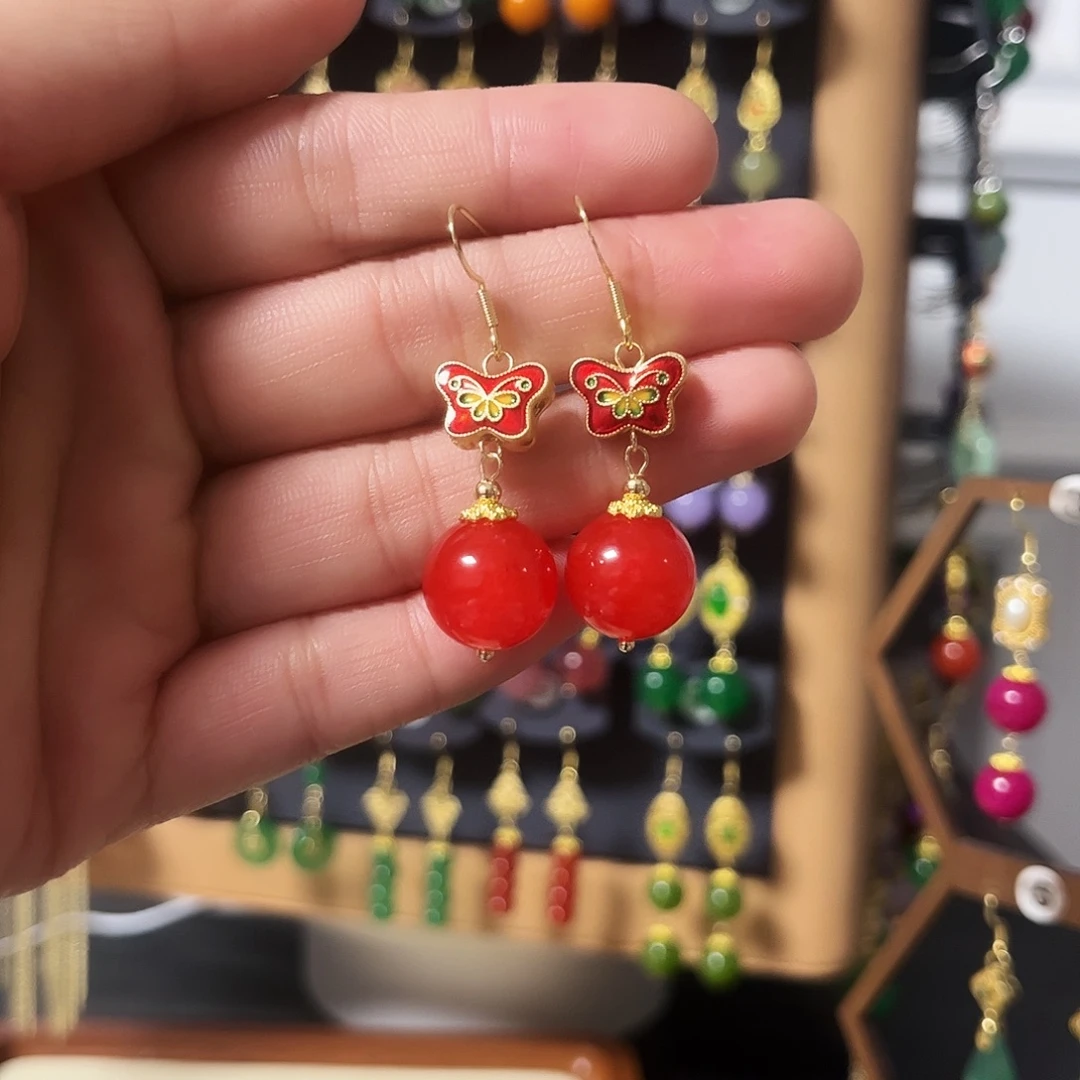 锆石纯铜925银耳饰