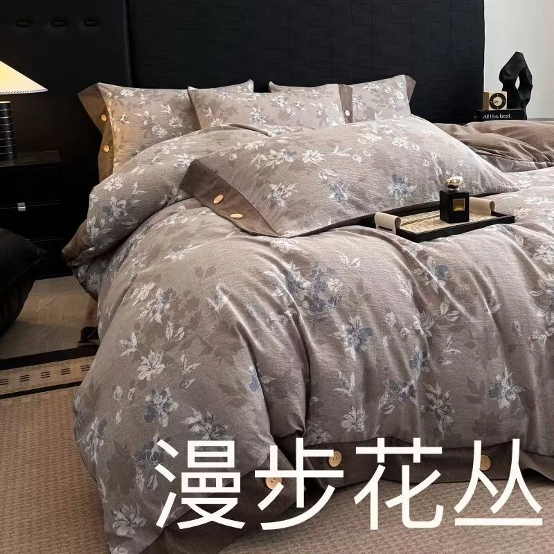 【高货清仓】超柔色织亲肤原麻四件套-漫步花丛