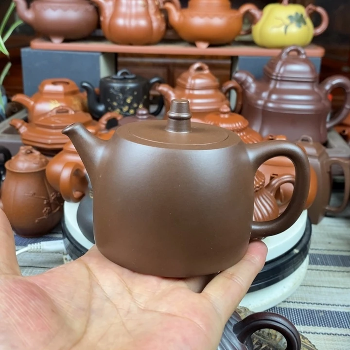 茶壶紫砂全手工汉铎240cc原矿老紫泥特价