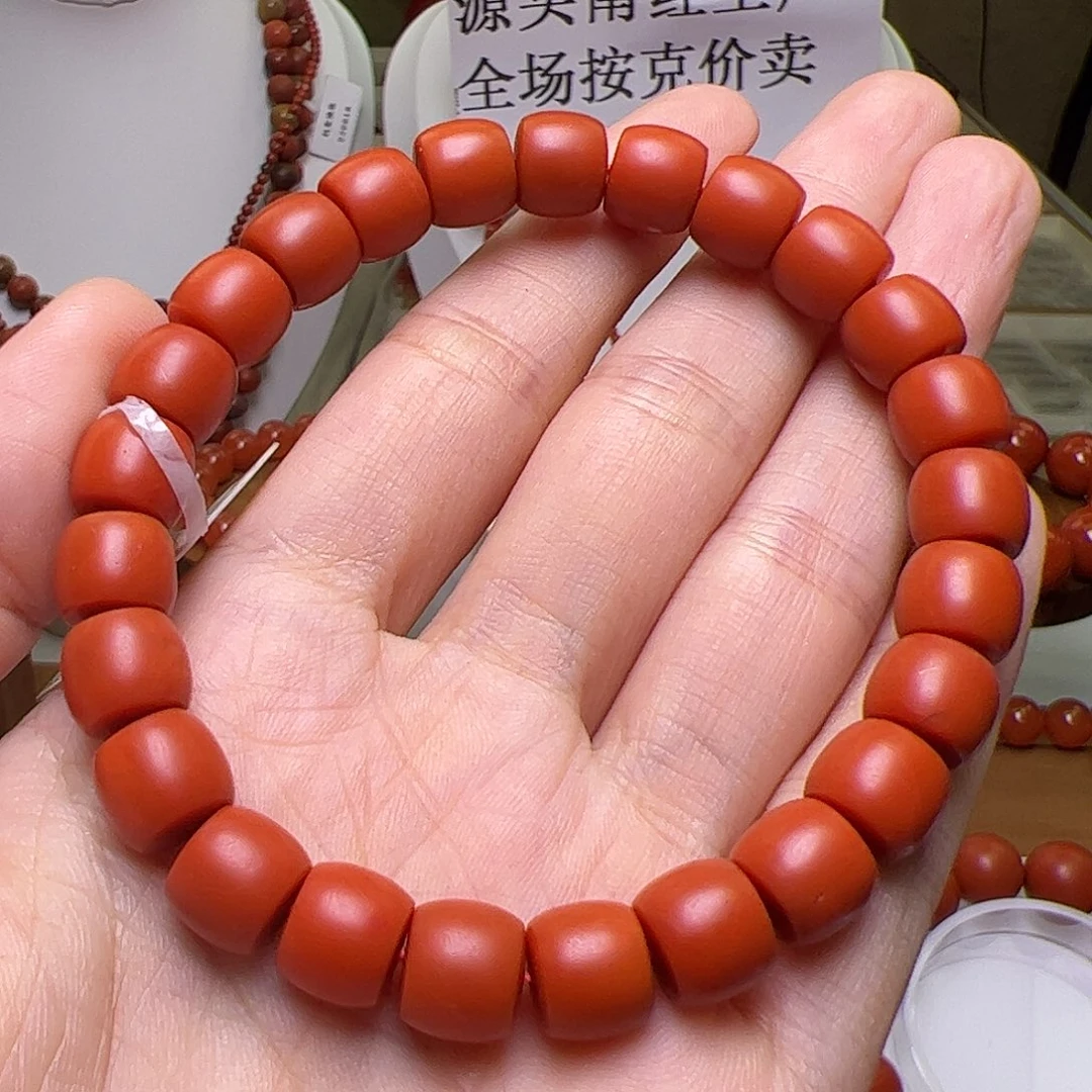 南红玛瑙未镶嵌手串保山阿东寨哑光8mm+直切 云端级