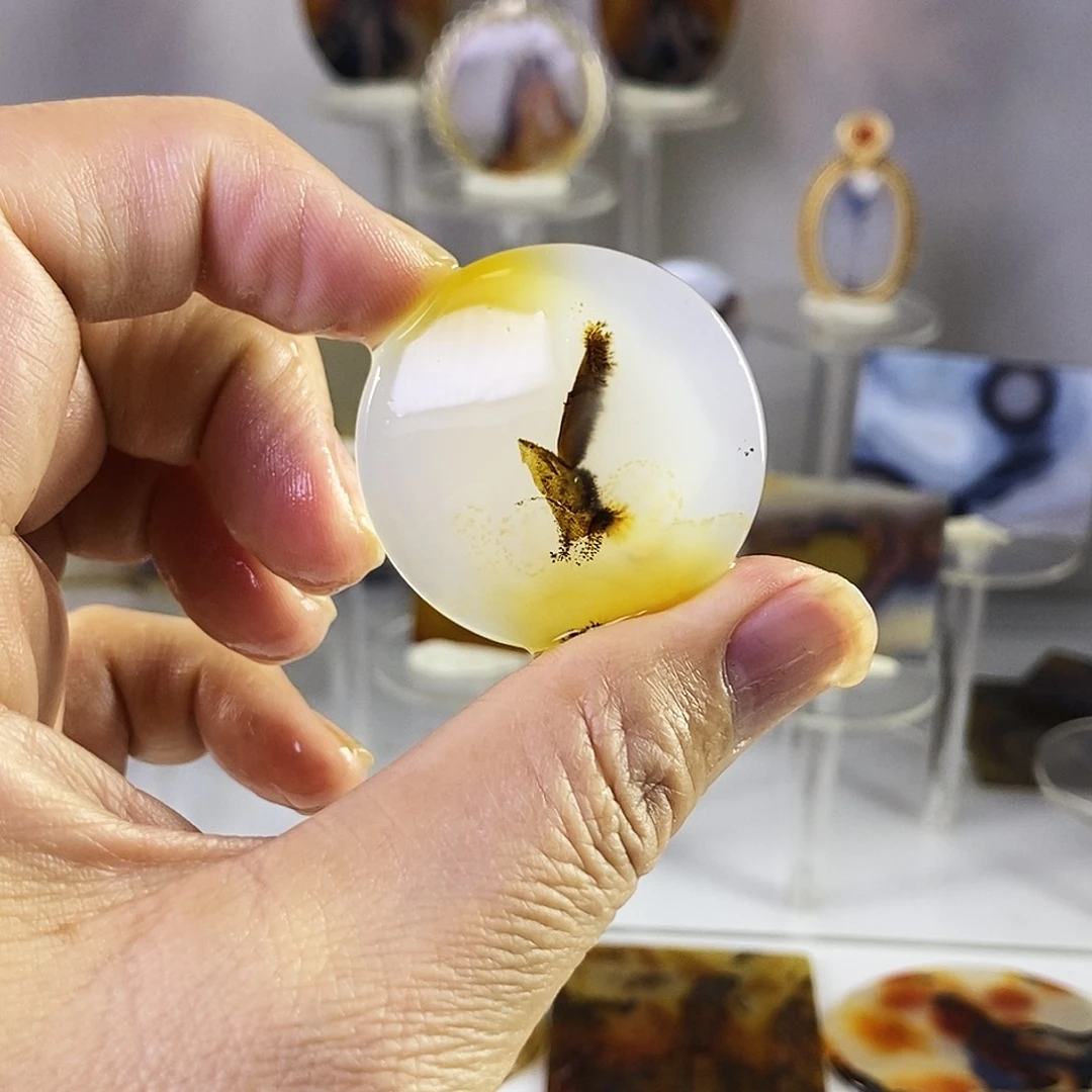 合成碳硅石非金属时尚图纹画面石饰品