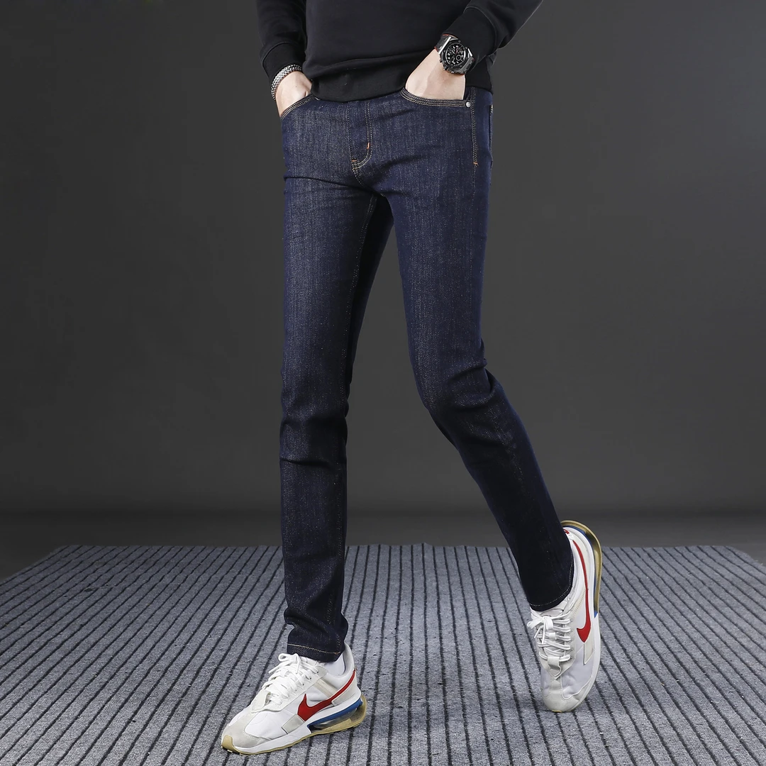 轻奢男士牛仔裤男装秋季款爆款2025新款修身小脚高端蓝色裤子男款