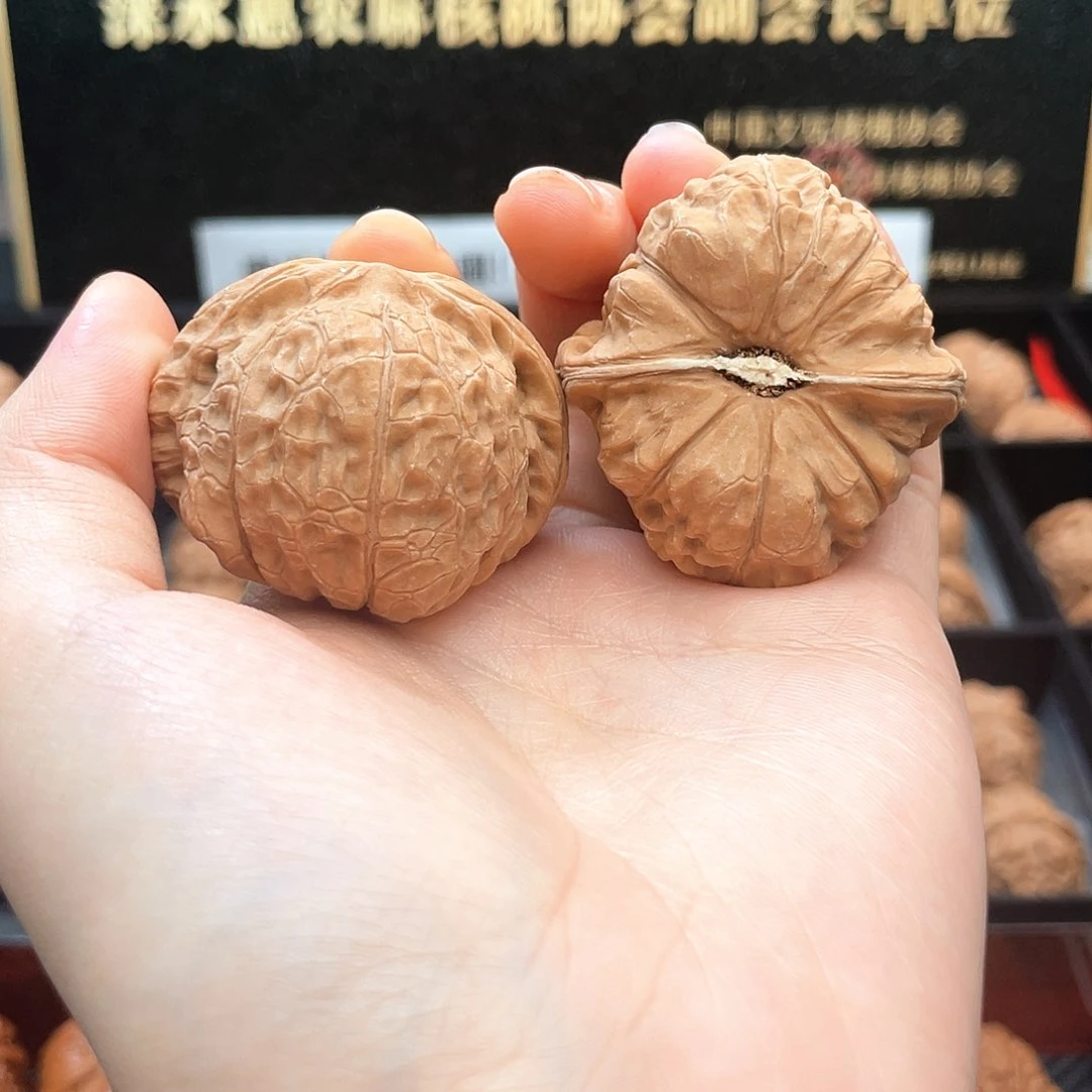 把件文玩核桃4222全品红皮南瓜墩近正肩黄金尺42