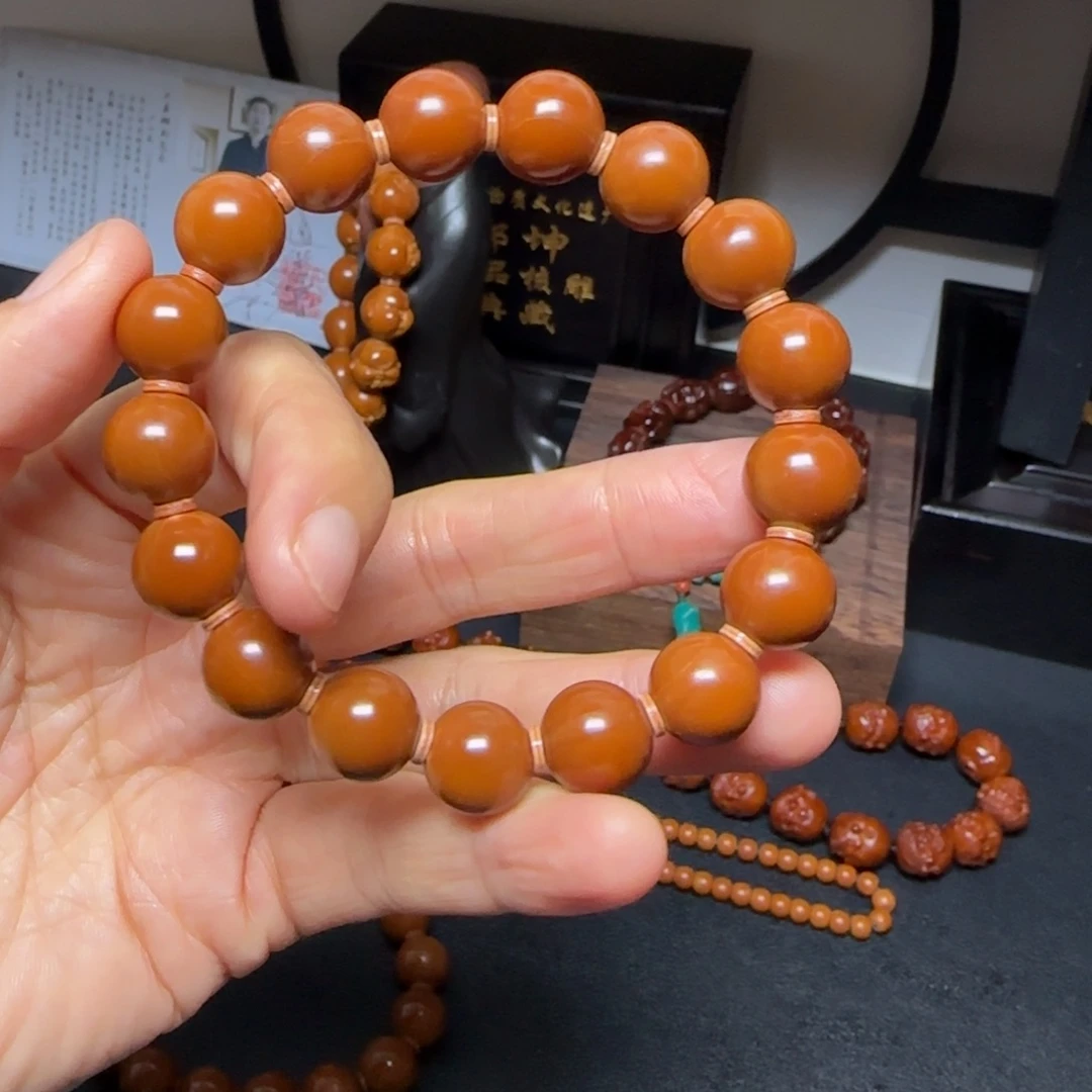 六***月橄榄核手串/手链正圆光珠1.25