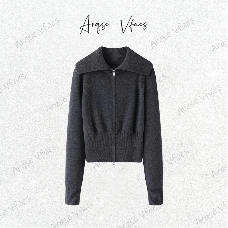 【艾家】同款2025秋冬新款新翻领针织衫休闲百搭拉链毛衣女8031