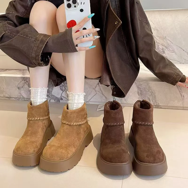 淘鞋馆8205-1新款加厚羊羔毛5.5厘米时尚百搭舒适轻便软底雪地靴