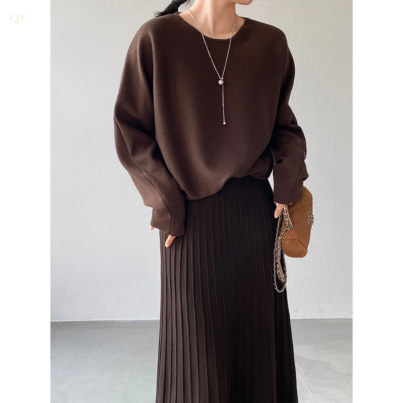 不规则圆弧下摆针织衫女冬季加厚高级感百搭长袖打底衫