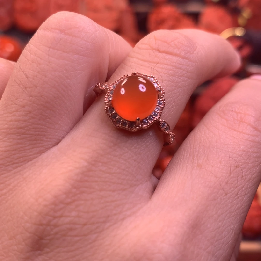 【闪购商品】银S925镶嵌戒指南红玛瑙