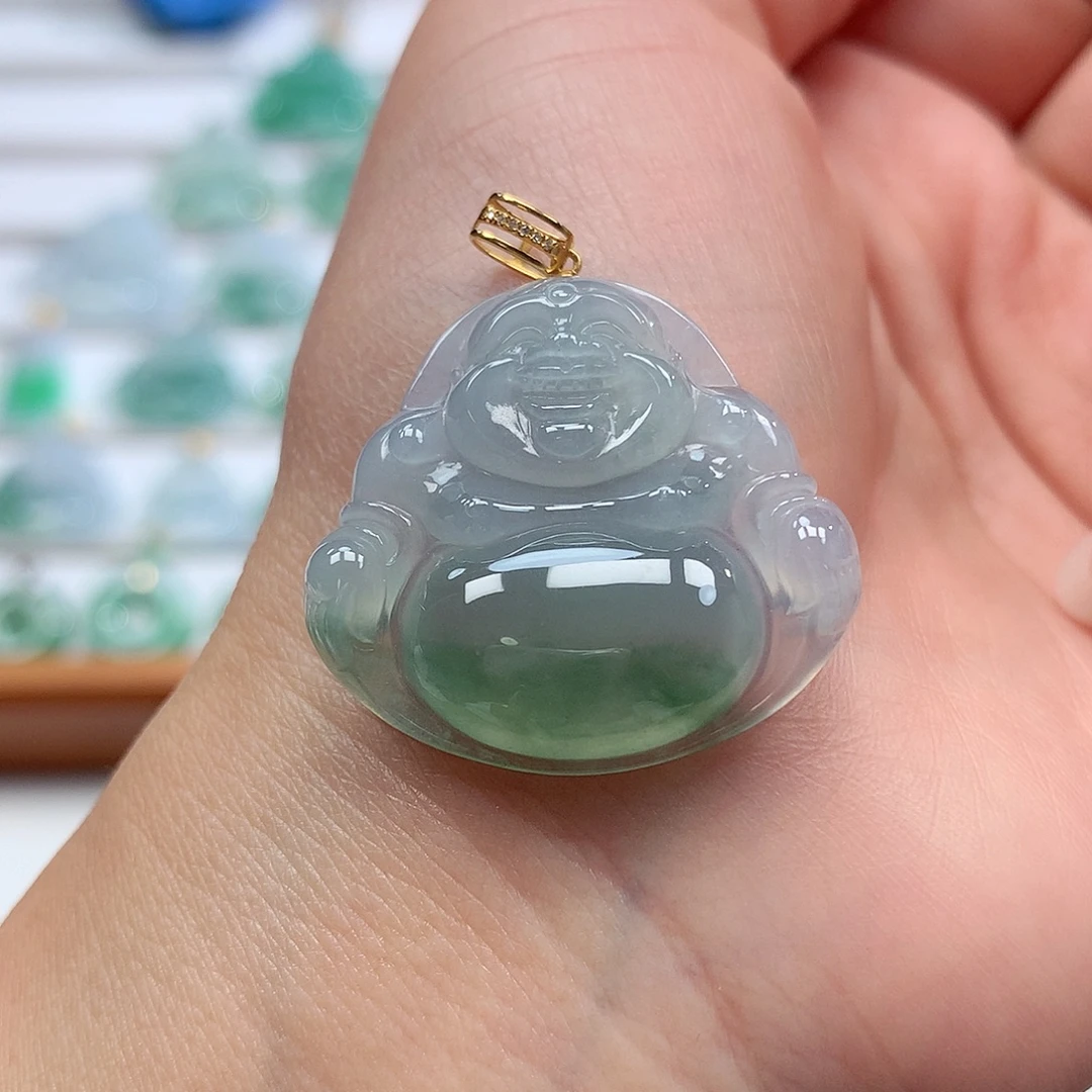 翡翠18K金镶嵌吊坠(赠链)27.3-29.5-6