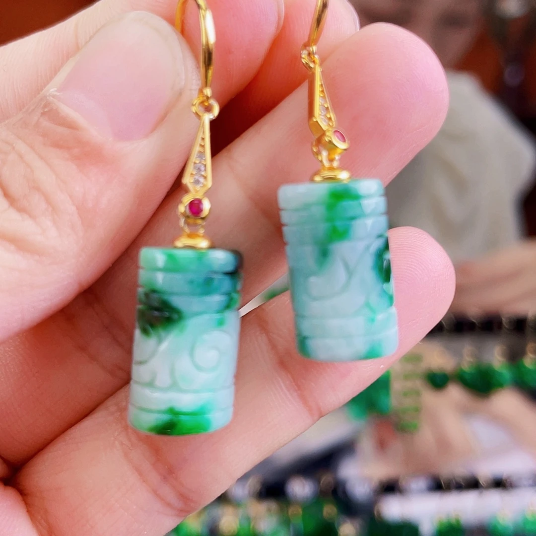 翡翠银S925镶嵌耳饰