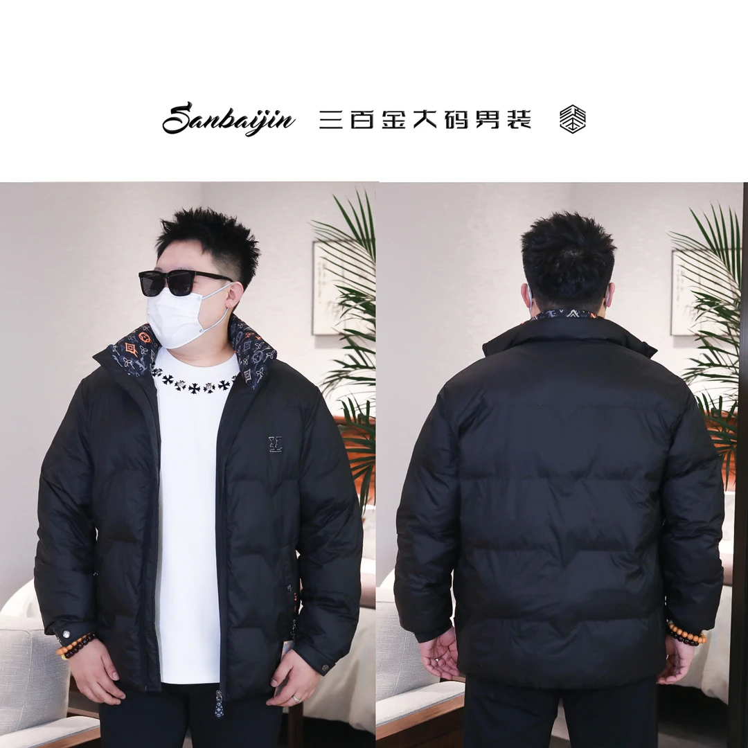 大码男装】棉服立领绗棉欧货老花简约休闲66650#