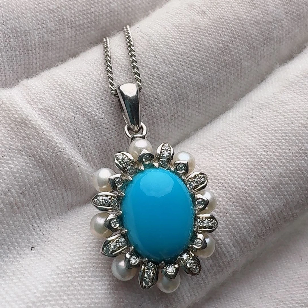 绿松石银S925镶嵌颈饰