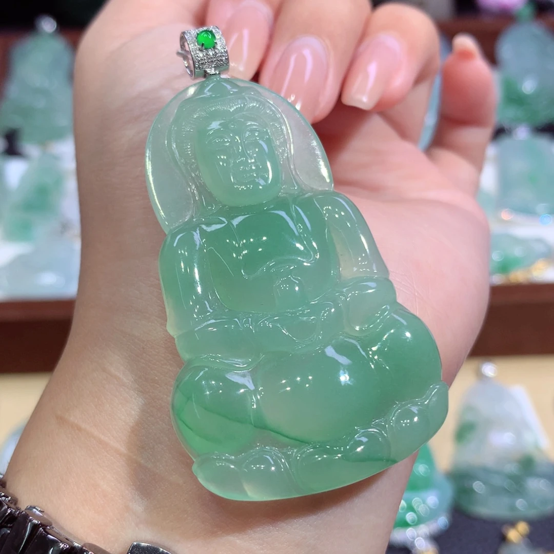 翡翠18K金镶嵌吊坠(不含链)