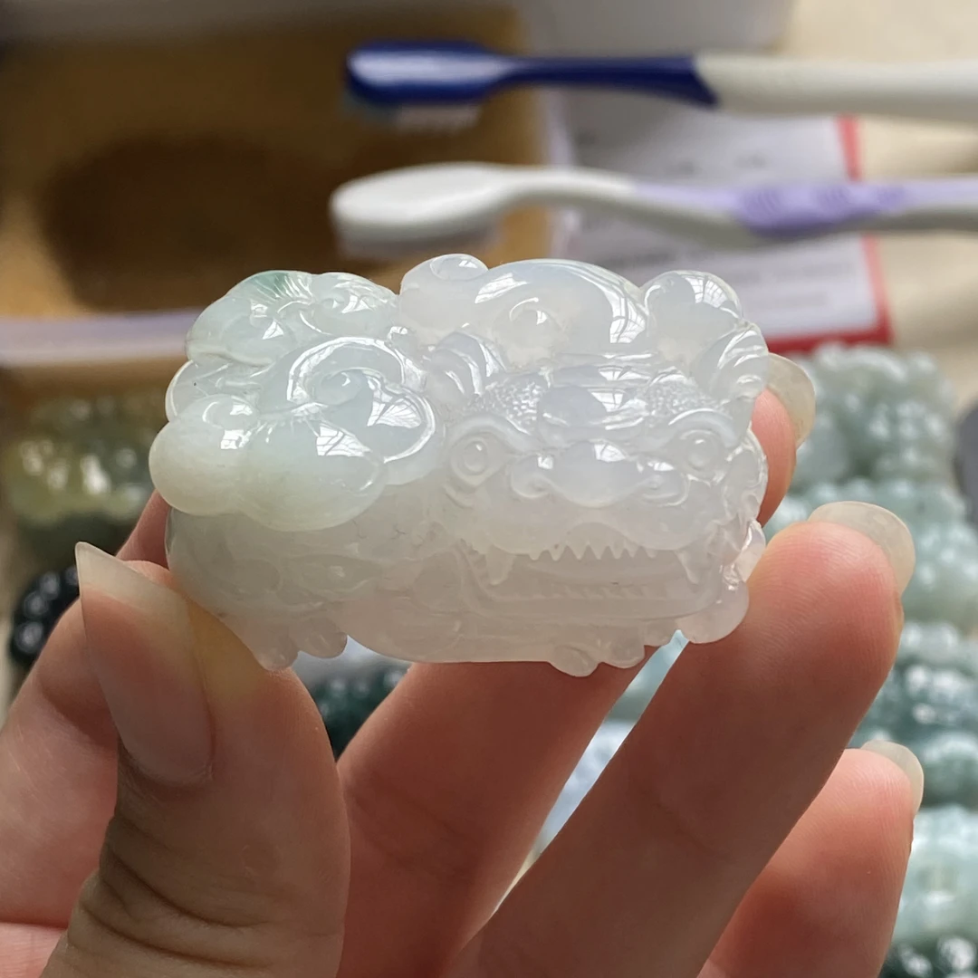 天然A货翡翠霸王如意貔貅吊坠男女款 玉貔貅项链皮丘皮球貔恘玉坠