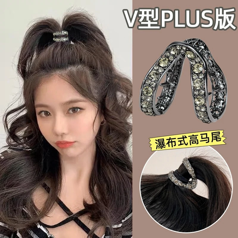 半扎发高马尾固定神器抓夹V型新款发夹女后脑勺头饰发饰