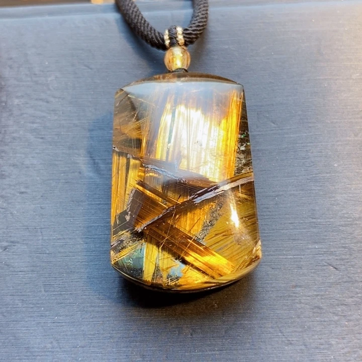 颈饰未镶嵌发晶天然咖啡钛满钛晶无事牌